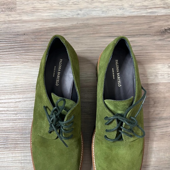 Paloma Barcelo Amagreen Green Suede Chunky Platform Loafers Shoes size 40 - Picture 4 of 7